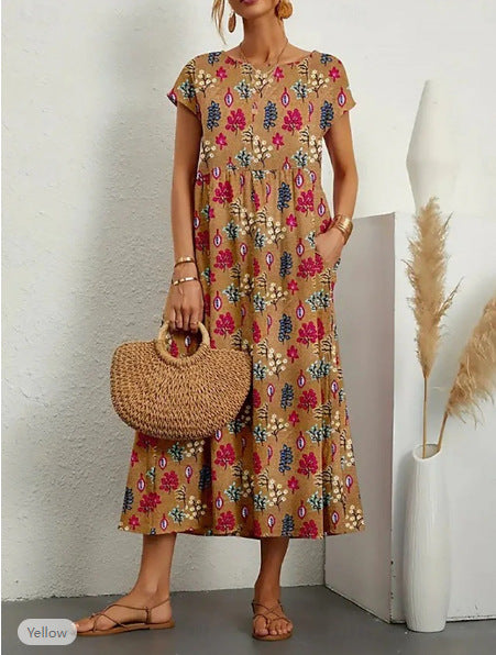 Women’s maxi dress with casual cut and floral pattern Ivyshape