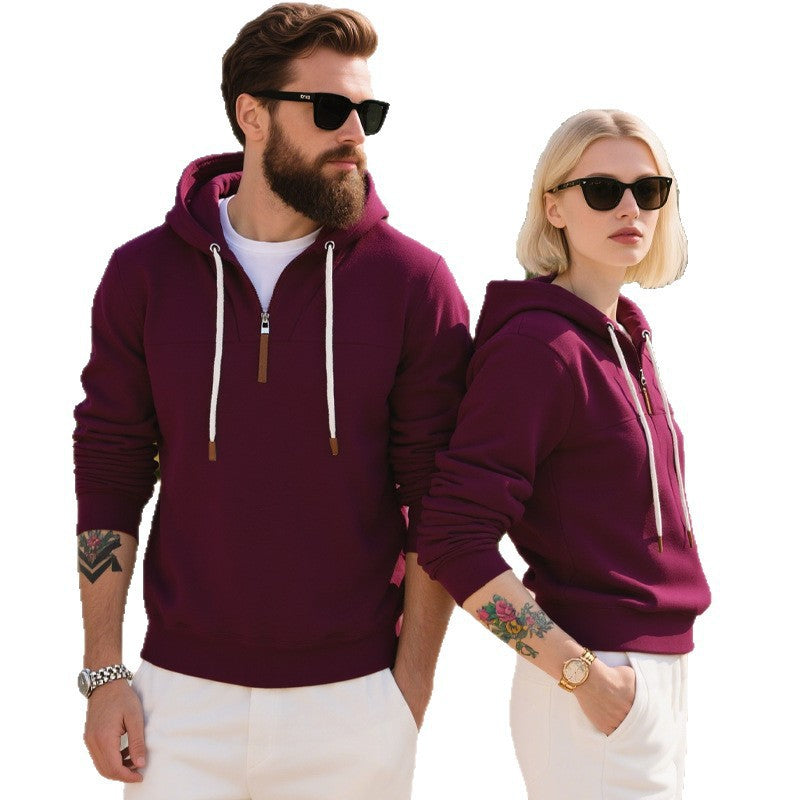 Men's sporty hooded sweatshirt with half zip and high-quality materials Ivyshape