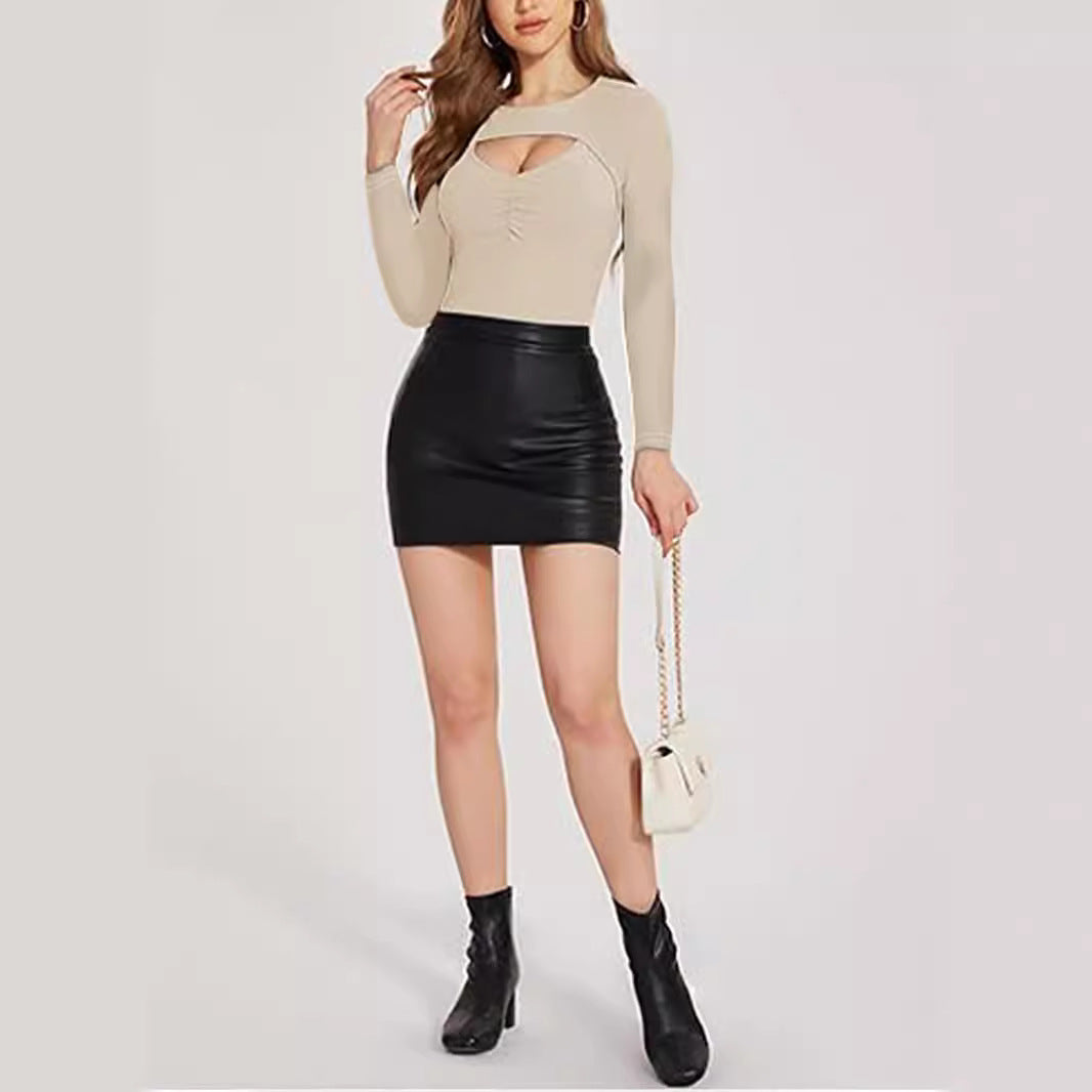 Women Elegant fitted long sleeve shirt with cut-out details Ivyshape