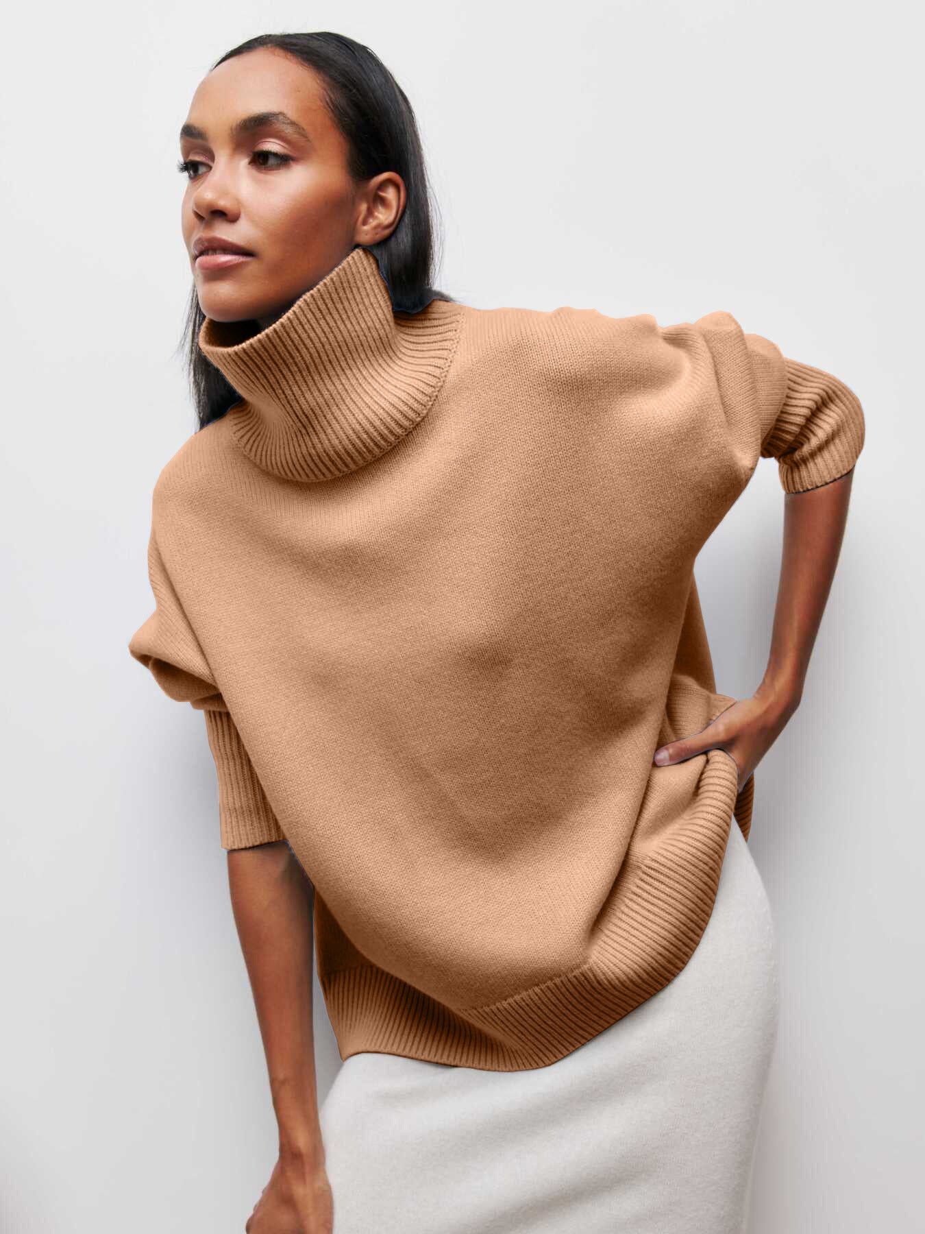 Ivyshape | Loose Turtleneck Long Sleeve Sweater