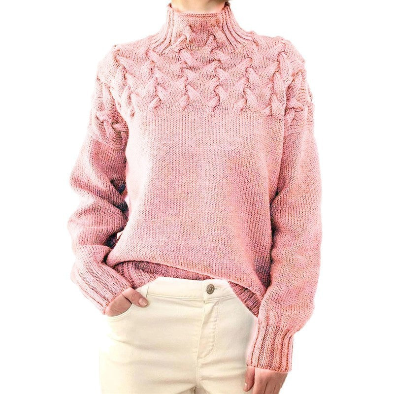 IvyShape | Detailed High Neck Long Sleeve Sweater for Women