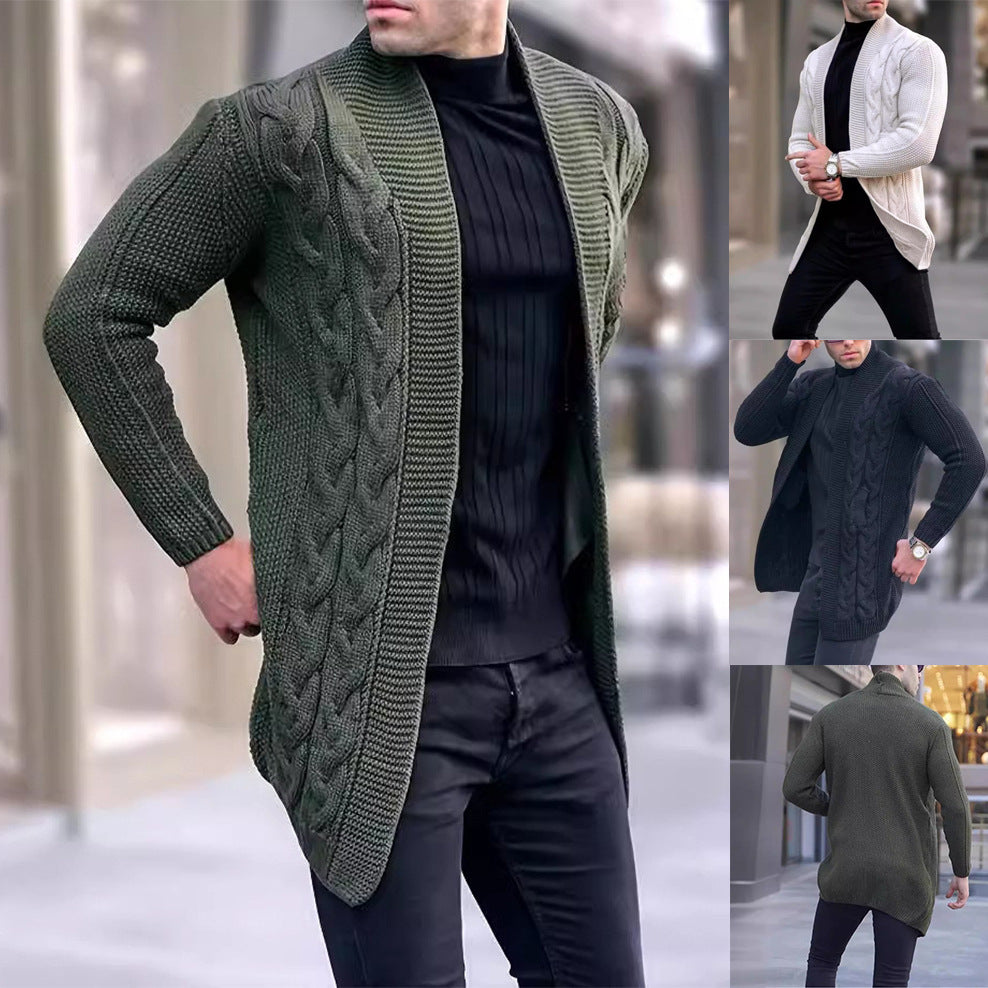 Men's chunky knit cardigan with trendy cable pattern and casual cut Ivyshape