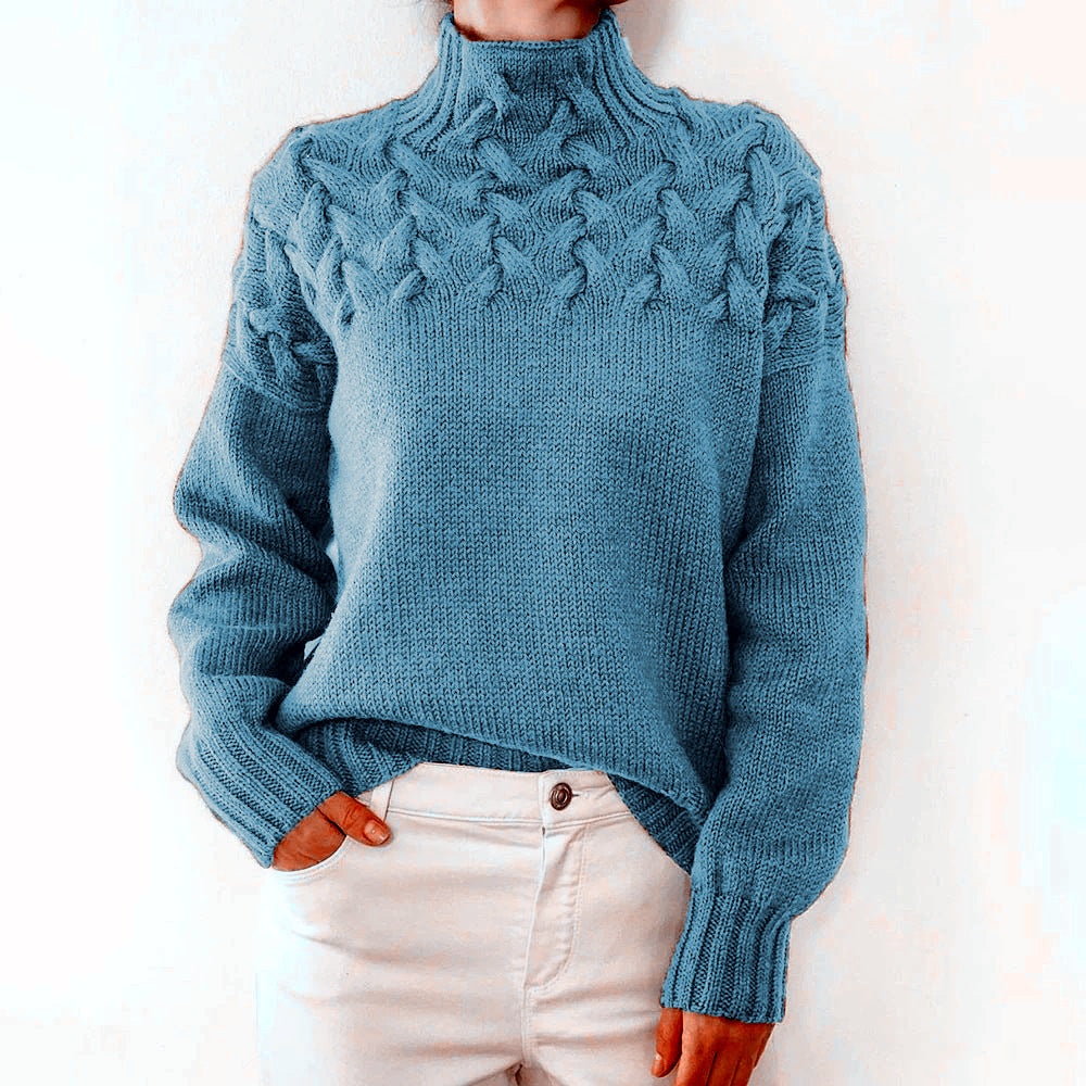 Ivyshape | V-Neck Cable Knitting Pullover Sweater