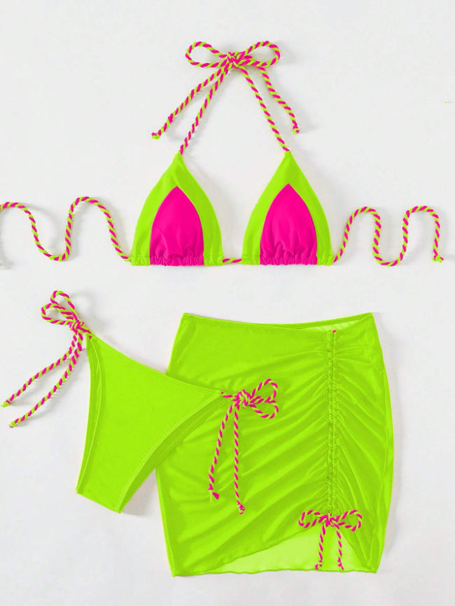 Women's bikini set with adjustable triangle top and refined skirt Ivyshape