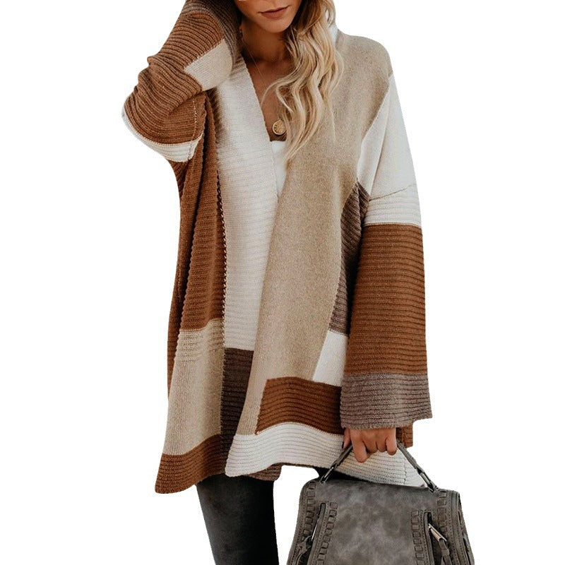 Women's casual cardigan with fashionable stripe pattern Ivyshape