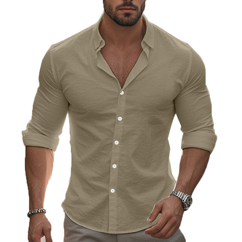 Men's comfortable and modern long-sleeve shirt with roll-up sleeves Ivyshape
