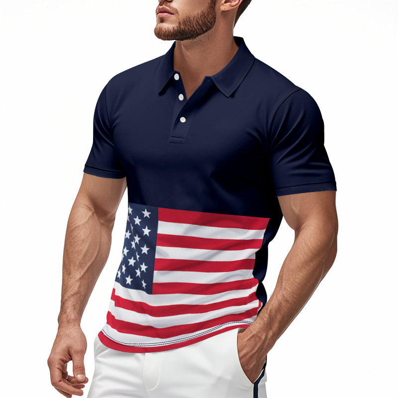 Men's polo shirt with unique flag motif and modern Ivyshape fit