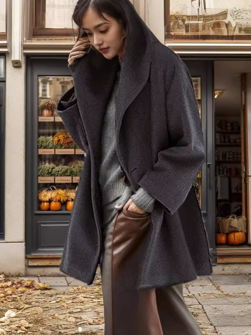 IvyShape | Cozy Autumn Multicolored Hooded Wool Coat