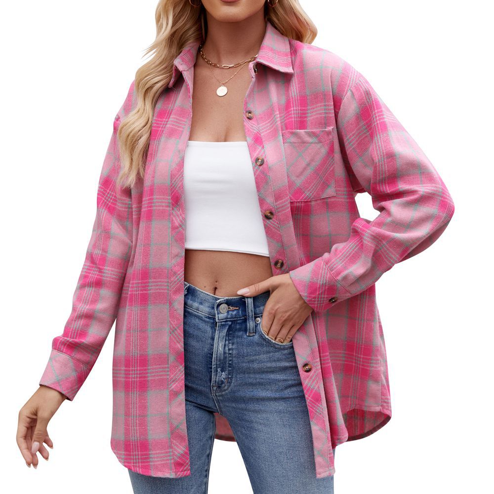 Casual fashion loose plaid shirt female Ivyshape