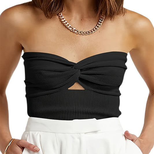 IvyShape | Strapless Fitted Open Back Knit Top