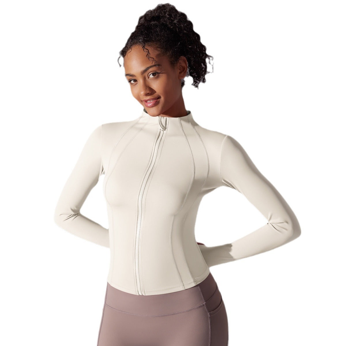 Ladies sporty functional jacket with elastic zipper and figure-flattering cut Ivyshape