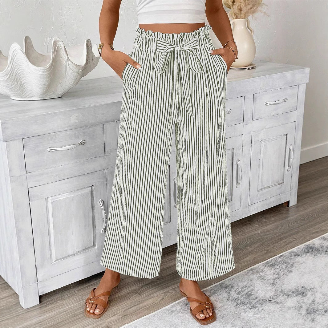 Women's wide summer trousers with elastic waistband Ivyshape