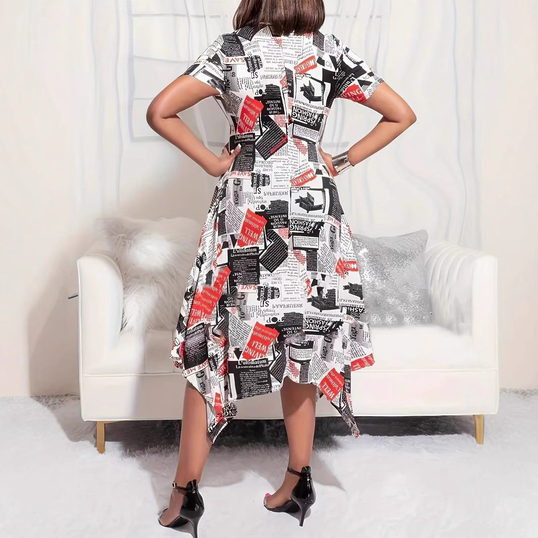 Women Graphic Print High-Low Dress Ivyshape