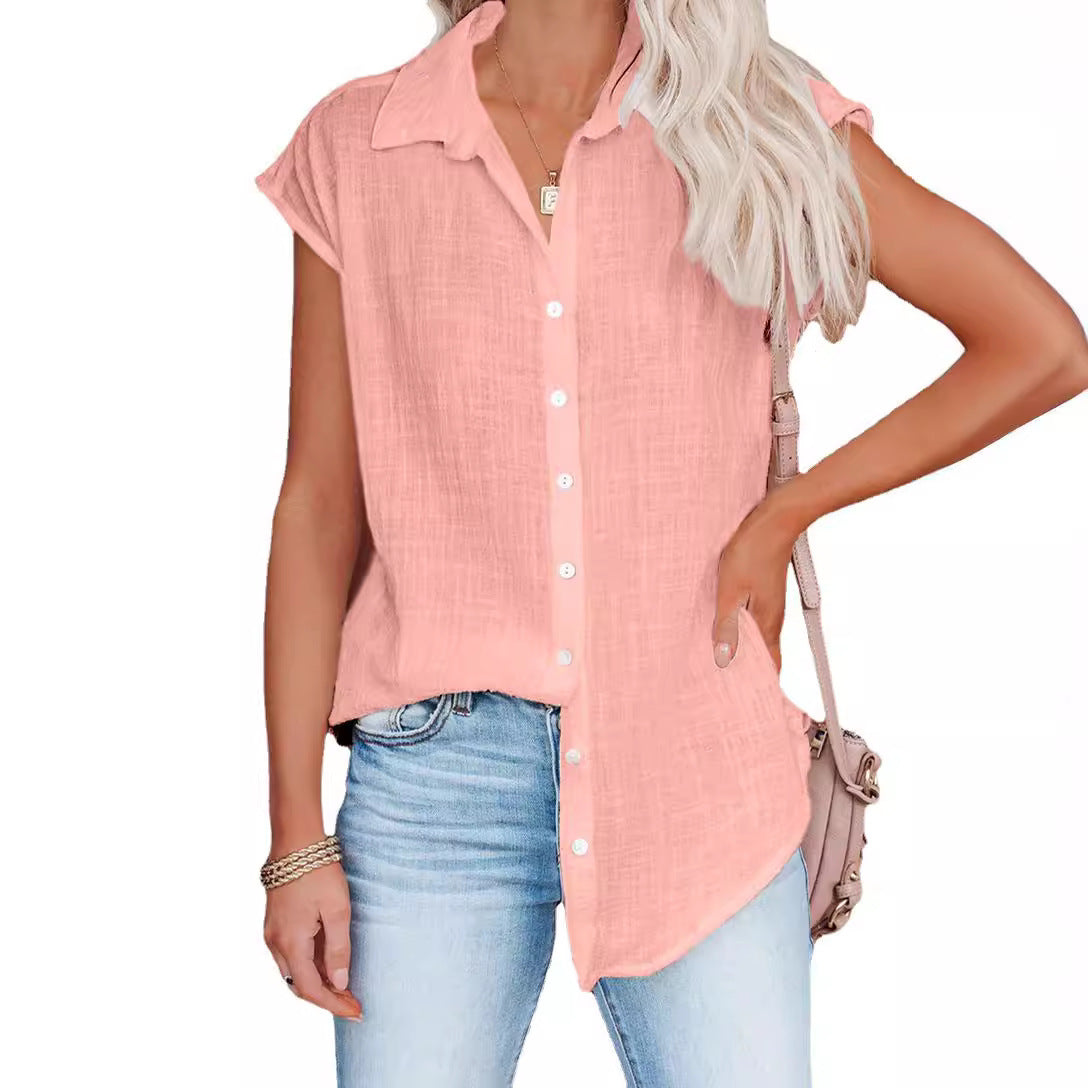 Ladies airy short-sleeve blouse made of lightweight fabric Ivyshape