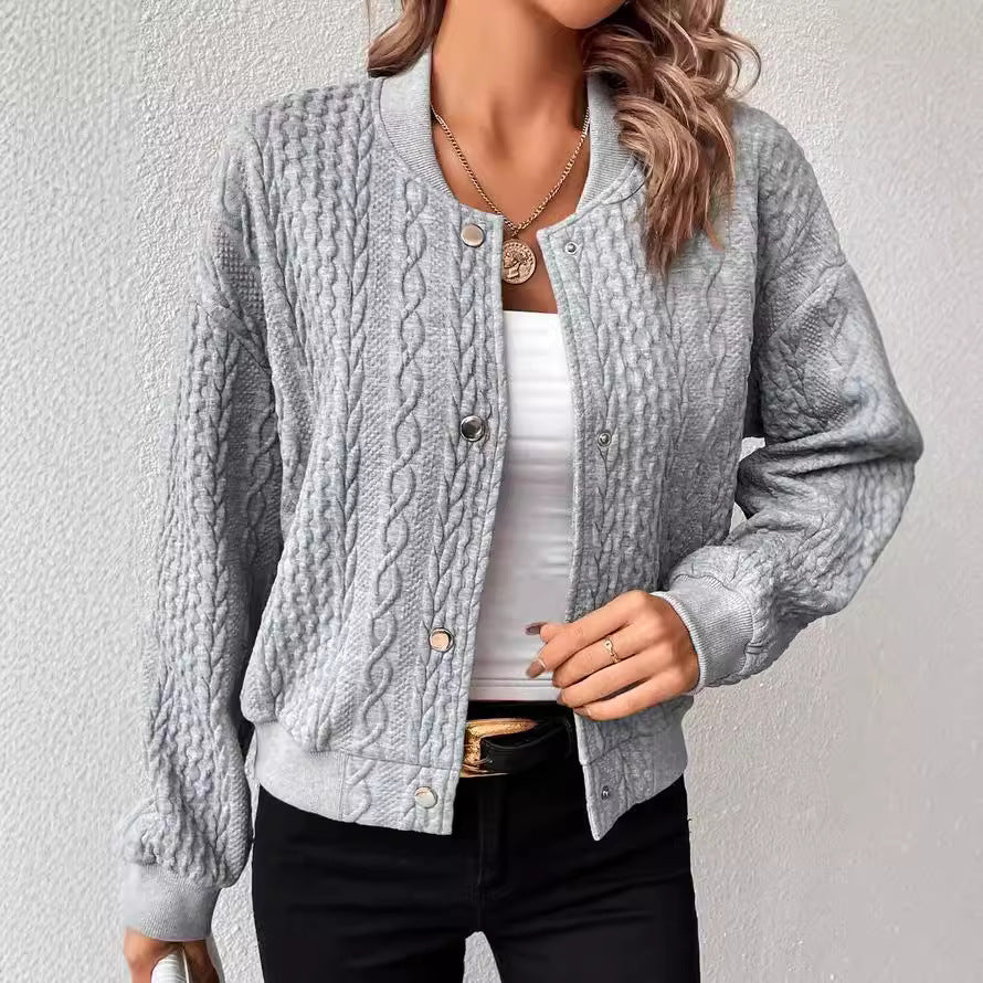 Women’s cardigan in trendy bomber style with button closure Ivyshape