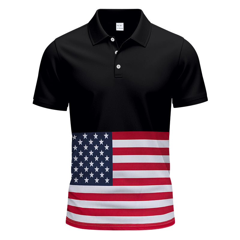 Men's polo shirt with unique flag motif and modern Ivyshape fit