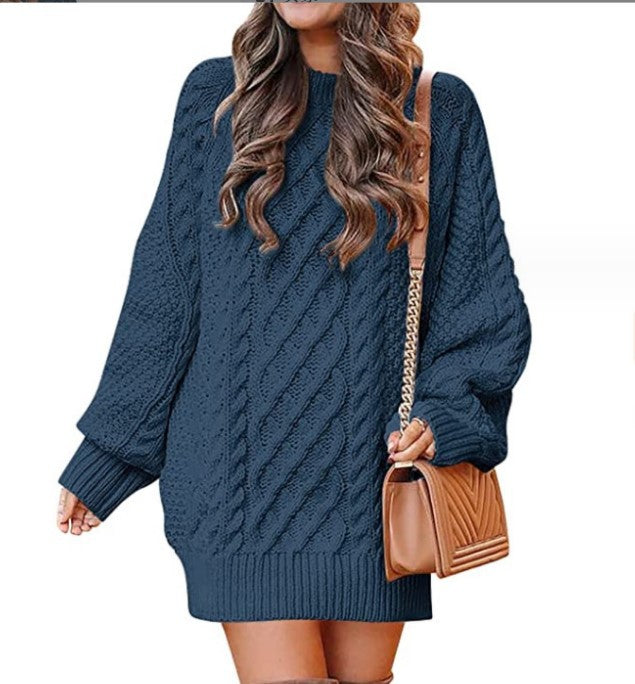 IvyShape | Cozy Oversized Cable Knit Warm Sweater Dress