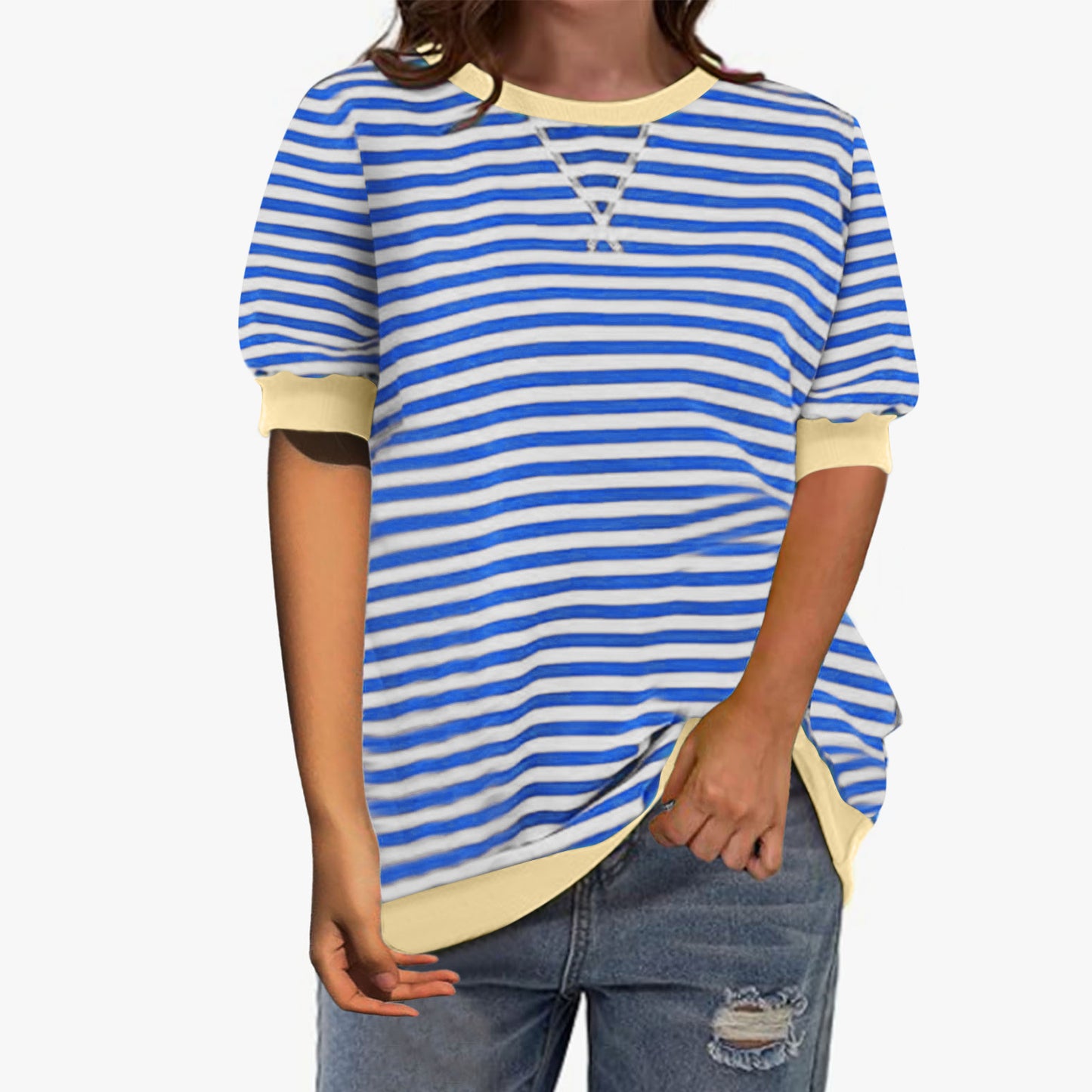 Women Fashion Stripe Shirt with Casual Cut Ivyshape
