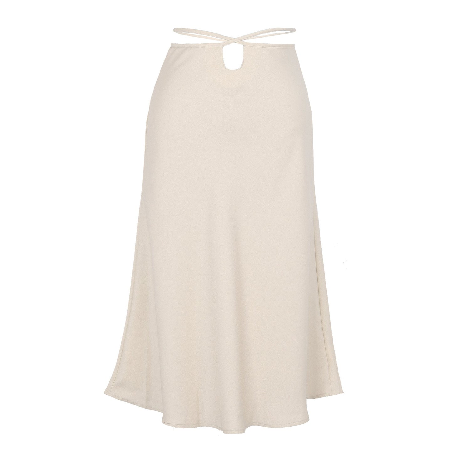 Ivyshape | Women's Skirt with Zipper Closure and Simple Lace Detail