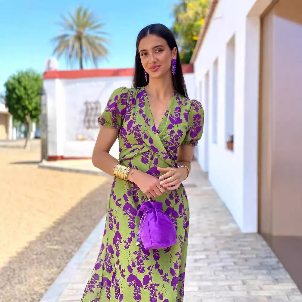 Women Floral Wrap Maxi Dress Ivyshape