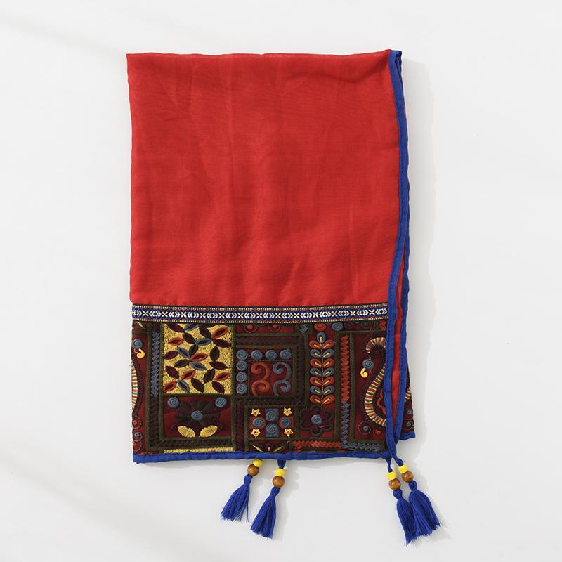 style shawl scarf female cotton retro embroidered silk scarf spring and autumn versatile embroidered scarf