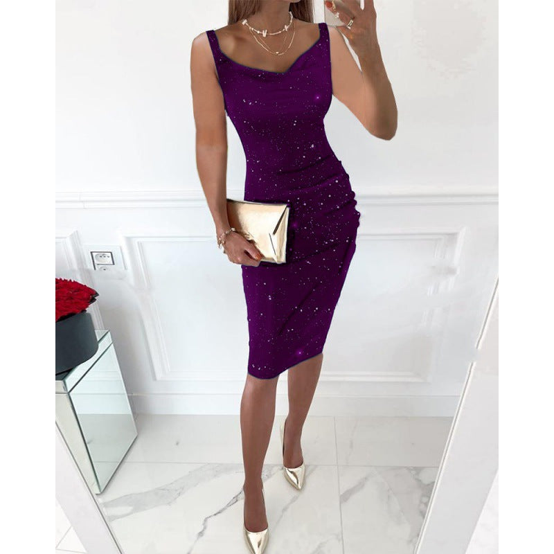 Women's Glittering Bodycon Midi Dress Ivyshape