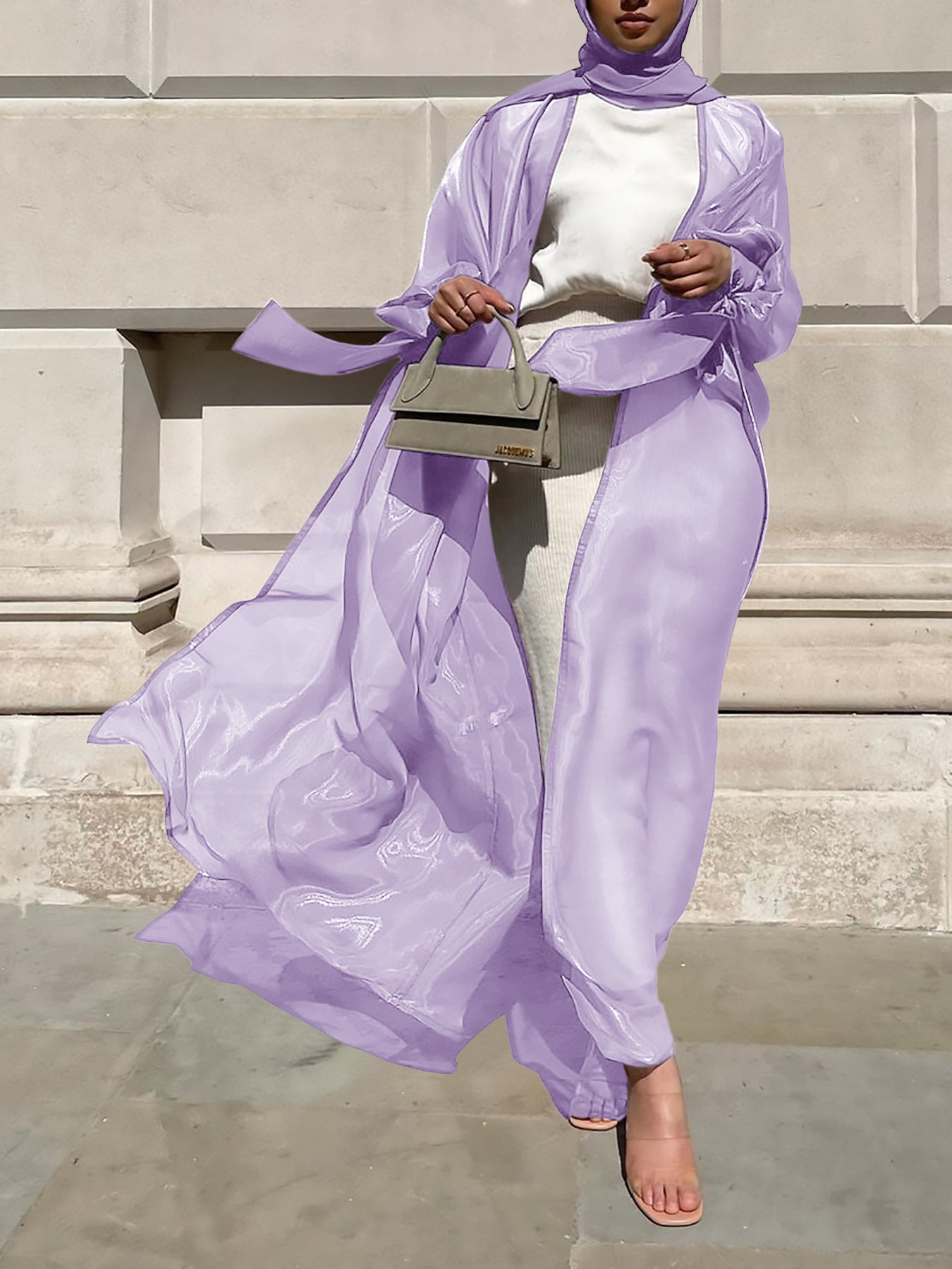 Ladies Airy Kimono Jacket with Filigree Design and Wide Sleeves Ivyshape