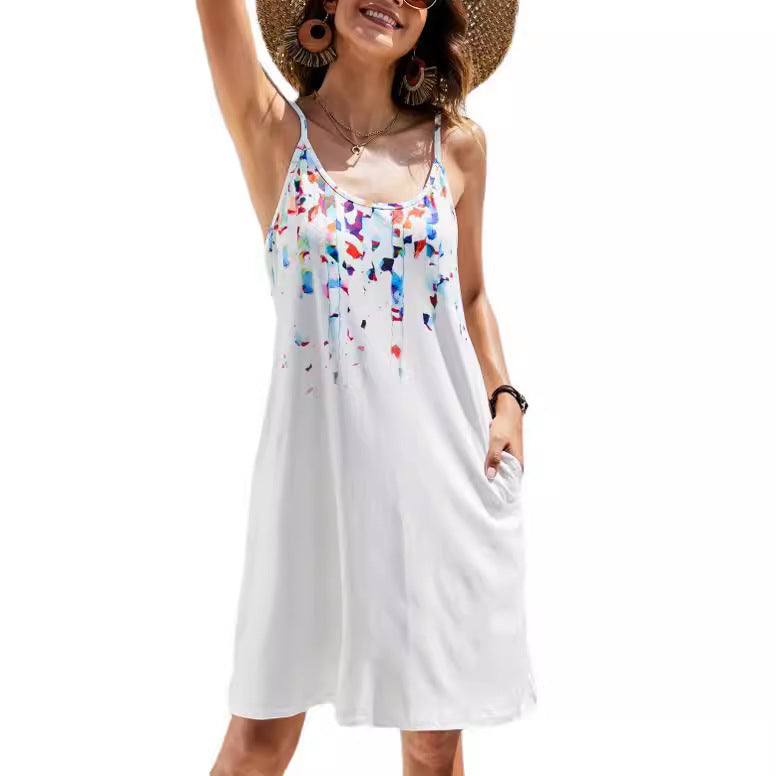 Women's Floral Pattern Sleeveless Shift Dress Ivyshape