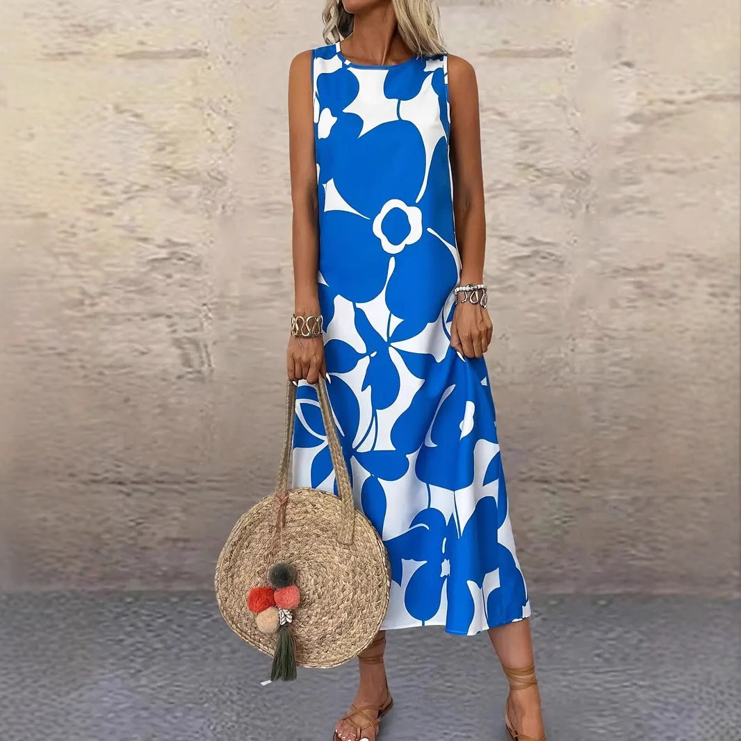 Women's Summer Midi Dress with Floral Pattern and Gathered Hem Ivyshape