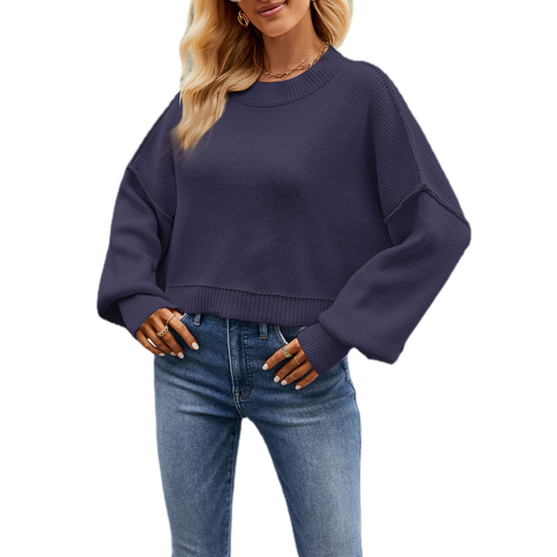 Ivyshape | V-Neck Dropped Shoulder Sweater