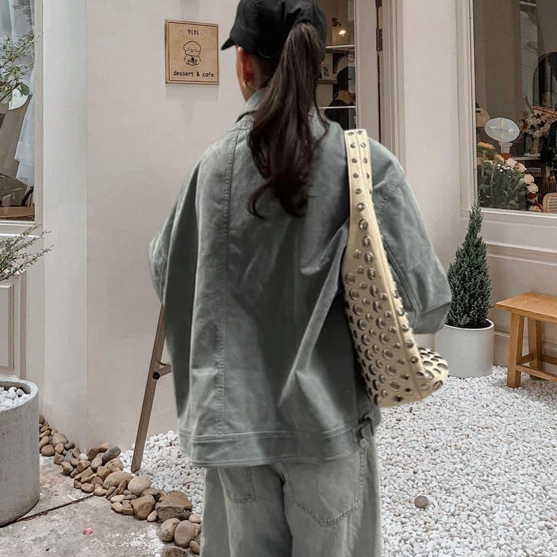 Women Fashionable Oversized Denim Jacket Ivyshape