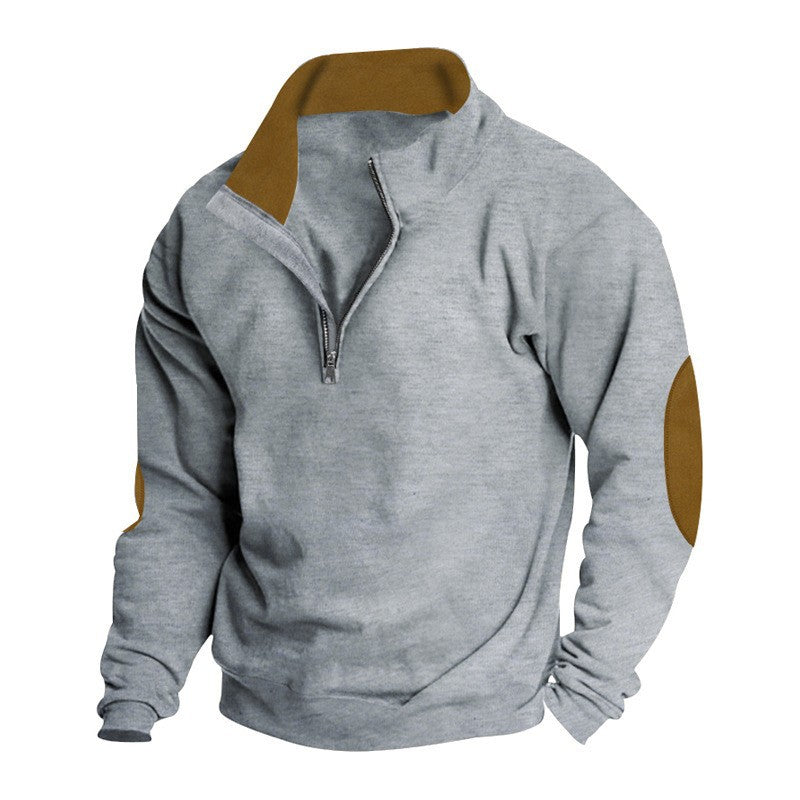 Men's fleece jacket with stand-up collar and stylish zipper Ivyshape