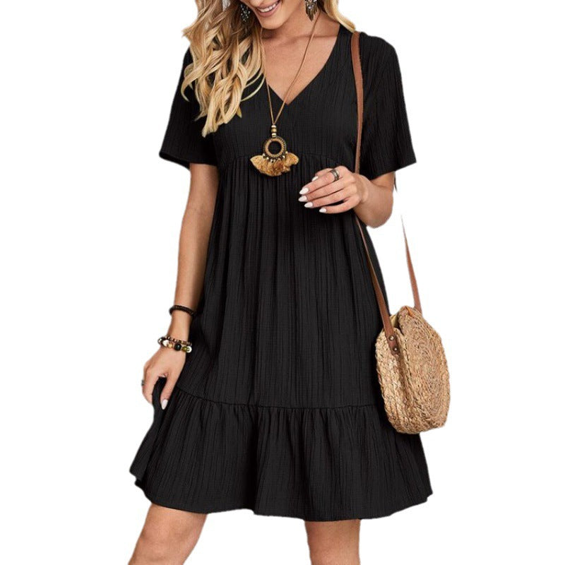 Women Bohemian V-neck Tiered Midi Dress Ivyshape