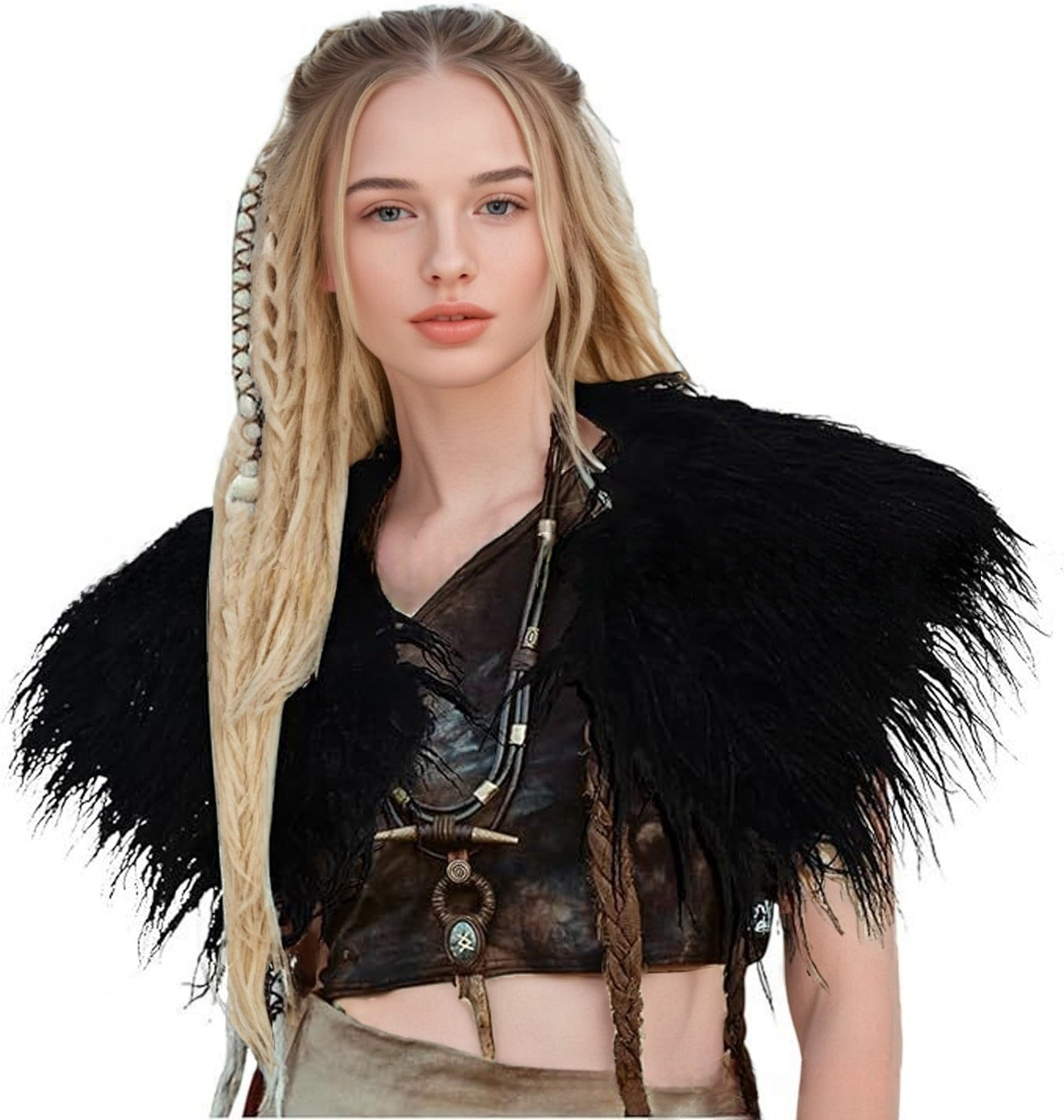 Women Elegant Faux Fur Collar with Elaborate Embellishments Ivyshape