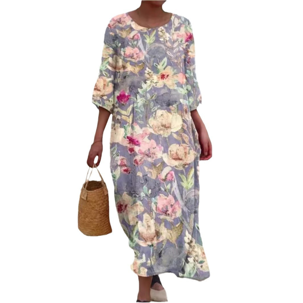 Ladies maxidress with floral design and casual cut Ivyshape