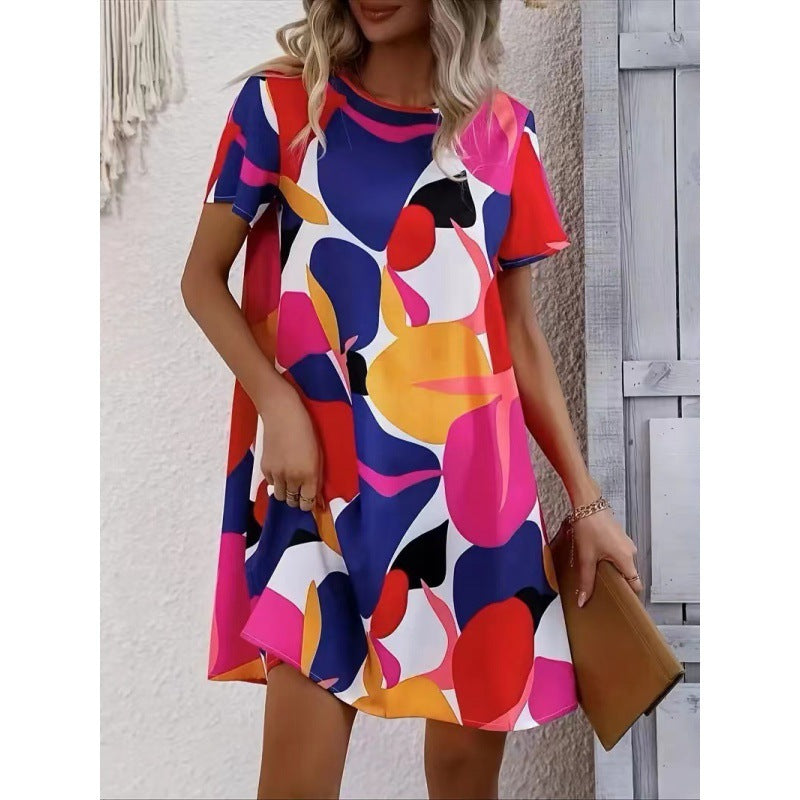 Women Artificial Printed Shift Dress Ivyshape