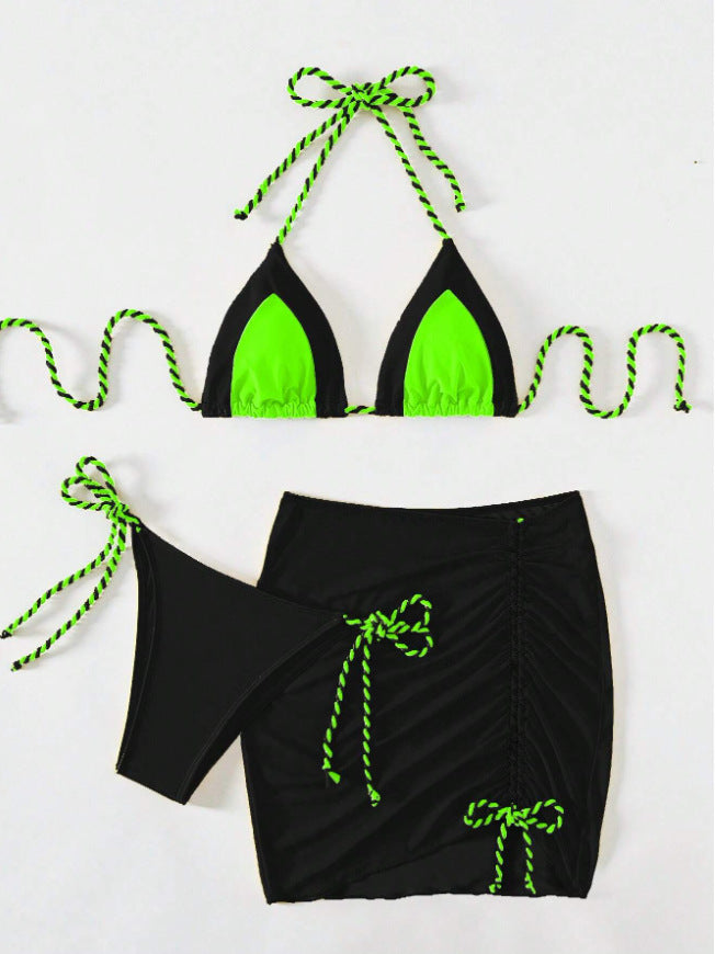 Women's bikini set with adjustable triangle top and refined skirt Ivyshape