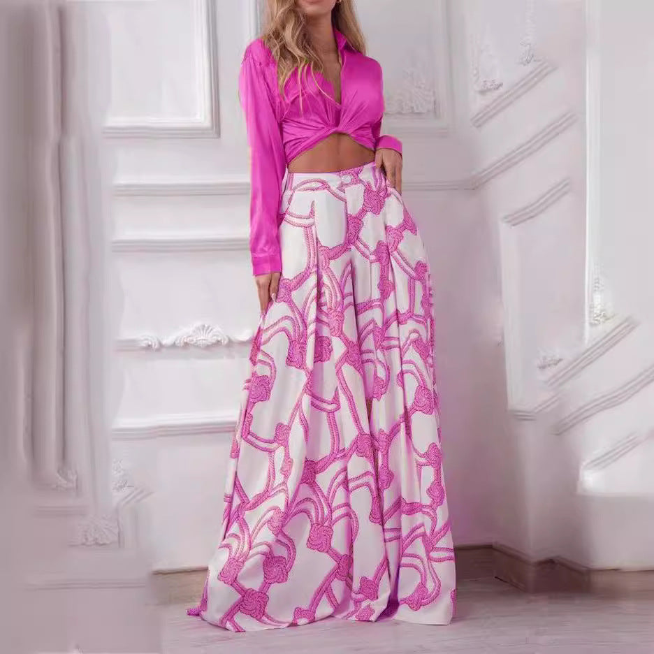 Ladies elegant wrap top with long sleeve and maxi skirt Ivyshape