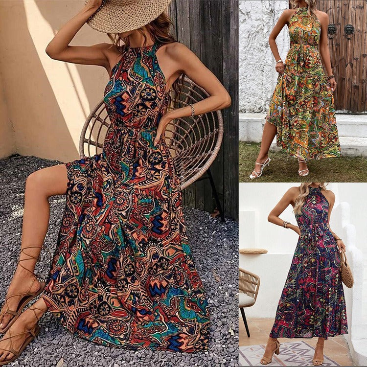 IvyShape | Vintage Bohemian Halter Dress