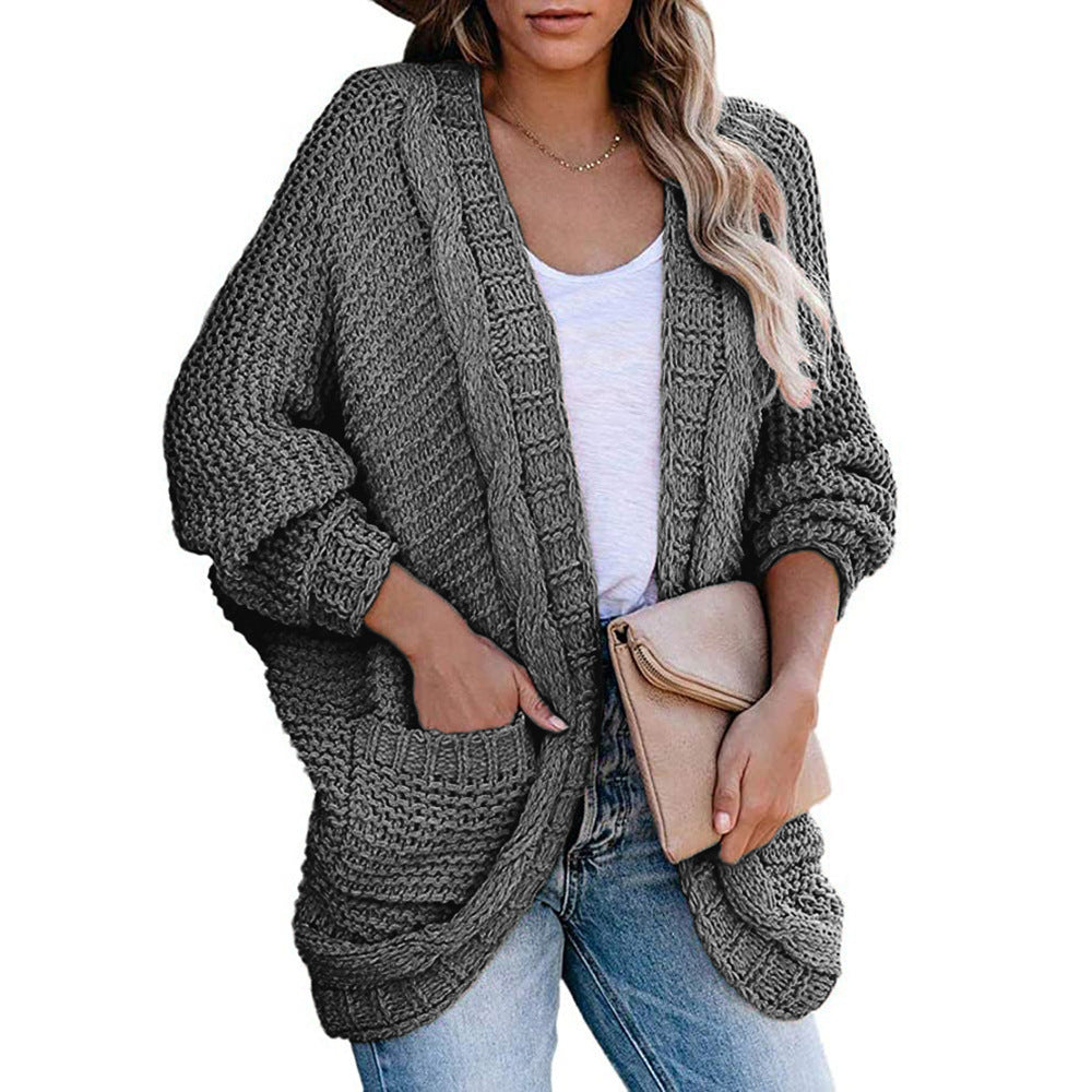 Women's casual cardigan with oversized cut and pockets Ivyshape