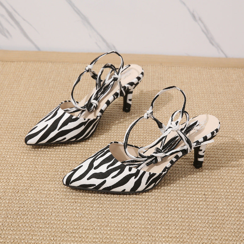 Women Sling Pumps with trendy zebra look and elegant strap design Ivyshape