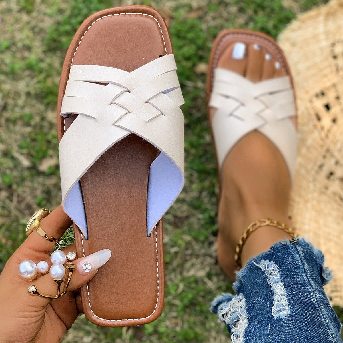 Women Comfortable Braided Slippers Ivyshape