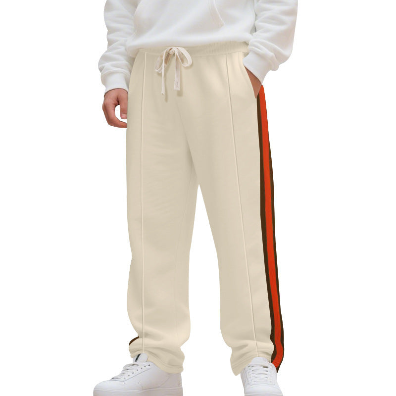 Men's casual sports pants in urban style with contrasting stripes Ivyshape