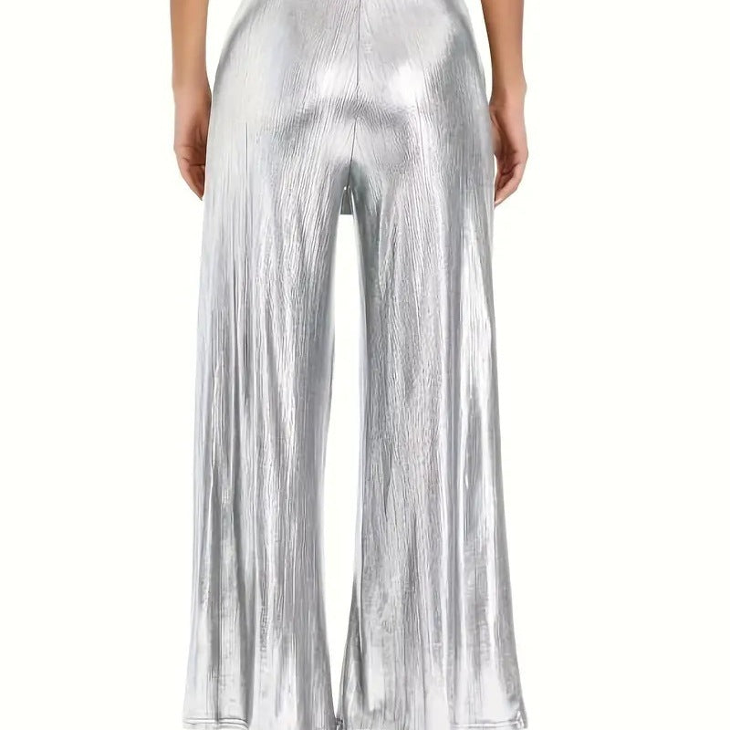 Ladies elegant pleated trousers with glossy finish Ivyshape
