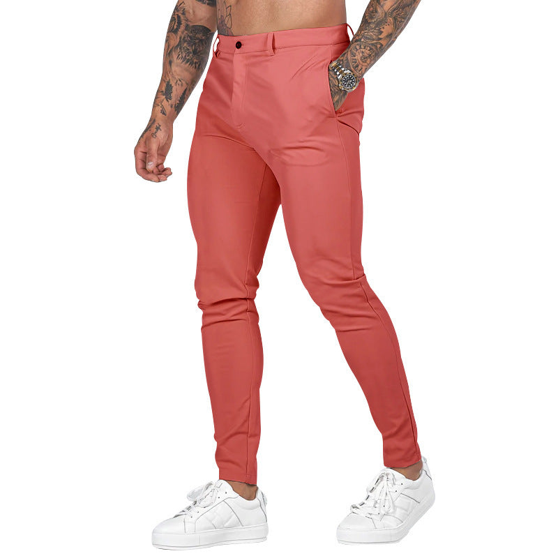 Men's Slim-Fit Chino Pants with Modern Design and Elastic Waist Ivyshape