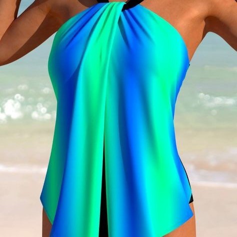 Ladies Tankini top with fashionable color gradient Ivyshape