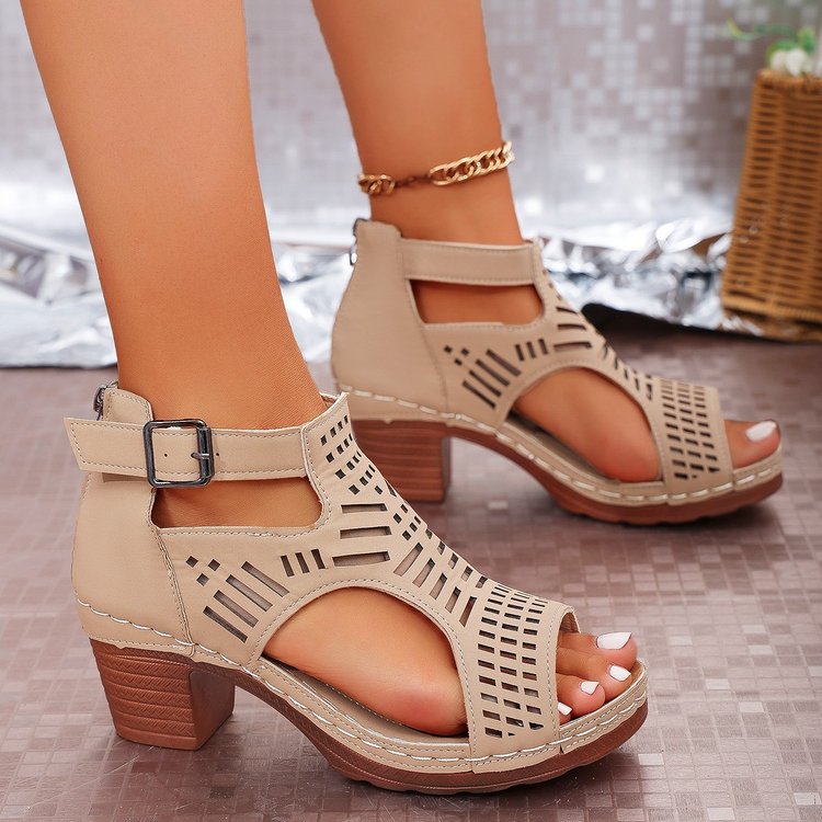 Ladies Comfortable Platform Pumps with Breathable Cutouts Ivyshape