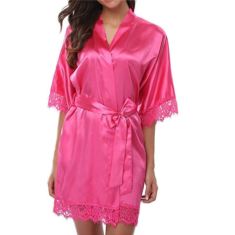 Women's Satin Lace Robe Ivyshape