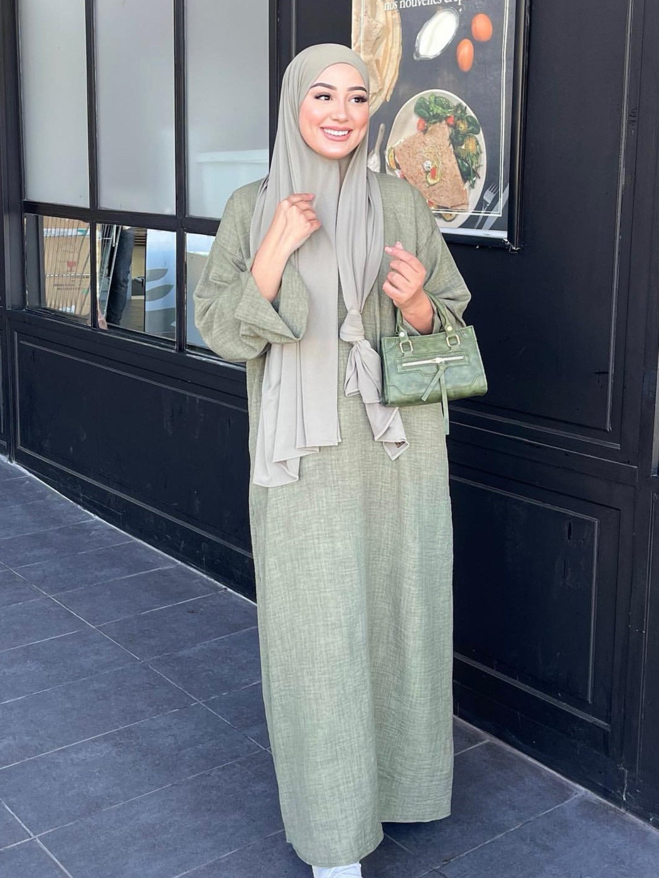 Ladies fashionable kaftan dress with wide cut and elegant sleeves Ivyshape