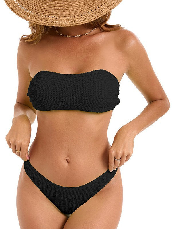 Women's bandeau bikini with textured design and elastic straps Ivyshape